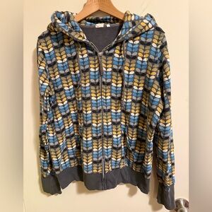 Uniqlo x Orla Kiely Leaf Pattern Zip-Up Hoodie Women Medium